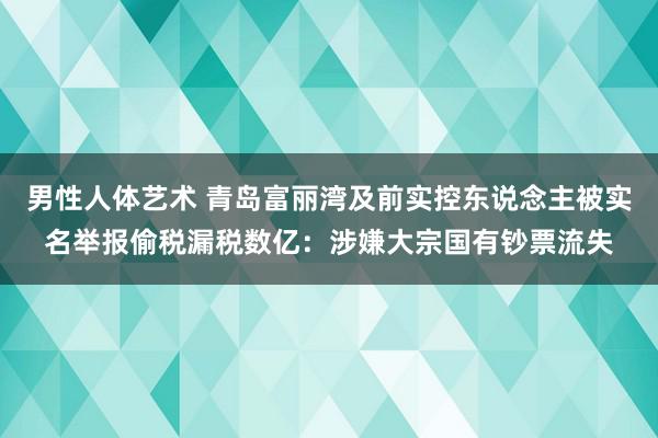 男性人体艺术 青岛富丽湾及前实控东说念主被实名举报偷税漏税数亿：涉嫌大宗国有钞票流失
